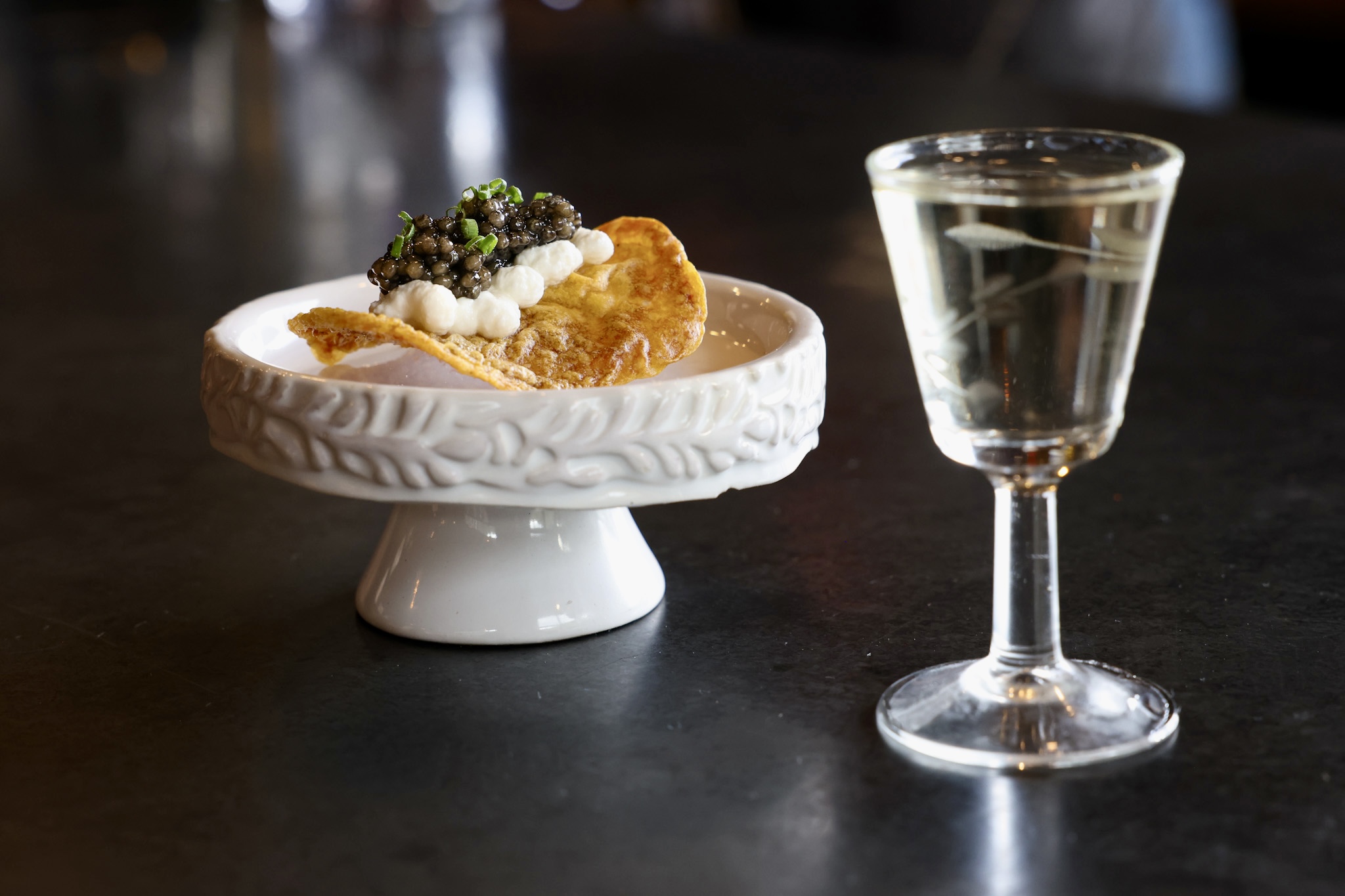 Caviar and Chip with Shot