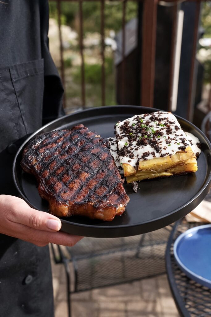 Vera Earl Ribeye and Pressed Potatoes